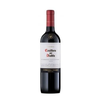 Botella de Vino Casillero Del Diablo Cabernet Sauvignon Reserva 750cc, tinto chileno de Concha y Toro, etiqueta clásica.