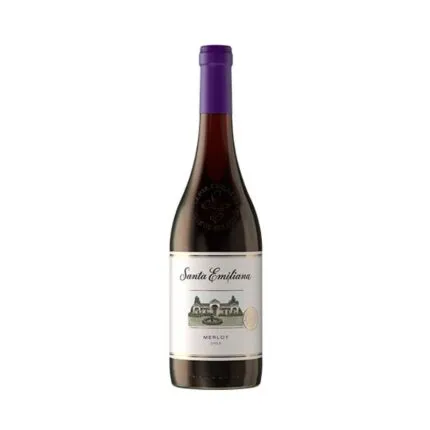 Descubre el Vino Santa Emiliana Merlot, un tinto chileno del Valle Central. Notas de cereza y vainilla, ideal para carnes rojas. Compra online en Club Terminal.
