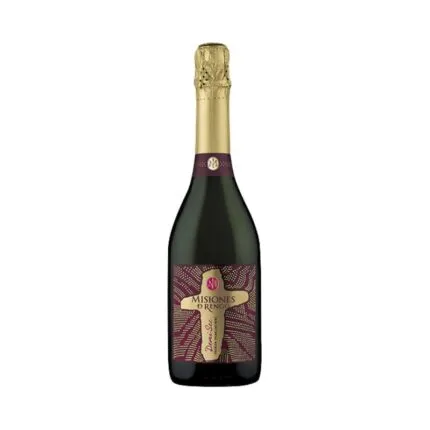 Botella de Espumante Misiones De Rengo Demi Sec 750cc con etiqueta dorada y granate, fondo blanco.