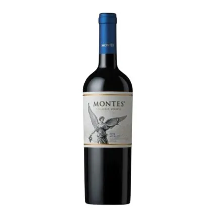 Botella de Vino Montes Merlot Classic Series 2012, vino tinto chileno del Valle de Colchagua.