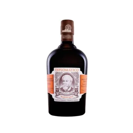 Botella de Ron Diplomatico Mantuano Extra Añejo 700cc, ron premium venezolano de color ámbar oscuro con etiqueta clásica.