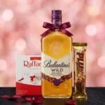 Pack Whisky Ballantines wild + Caja de bombones + Plus peanuts