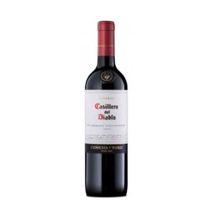Botella de Vino Casillero Del Diablo Cabernet Sauvignon Reserva 750cc, tinto chileno de Concha y Toro, etiqueta clásica.