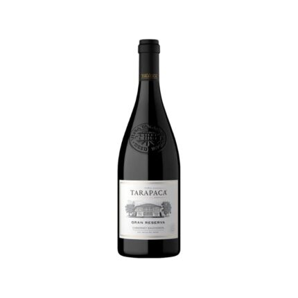 Botella de Vino Tarapaca Cabernet Sauvignon Gran Reserva, tinto chileno del Valle del Maipo con etiqueta clásica.