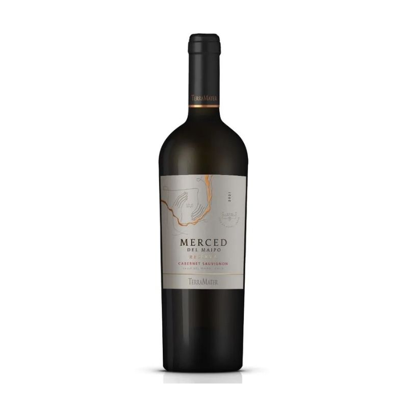 Vino Merced Del Maipo Carmenere Reserva 750cc Botella de vino tinto Terramater Merced del Maipo Reserva Cabernet Sauvignon 2021