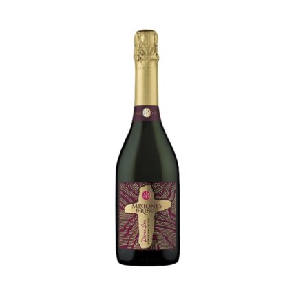 Botella de Espumante Misiones De Rengo Demi Sec 750cc con etiqueta dorada y granate, fondo blanco.