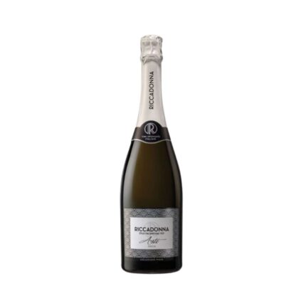 Espumante Ricadonna Asti 750cc, botella de vino espumoso dulce italiano D.O.C.G. de Piamonte, etiqueta blanca.