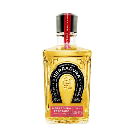 Botella de Tequila Herradura Original Reposado 750cc, color ámbar, etiqueta clásica con herradura.
