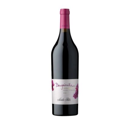 Botella de Vino Bougainville Petite Syrah de Viña Santa Rita, un tinto chileno del Valle del Maipo con etiqueta floral.