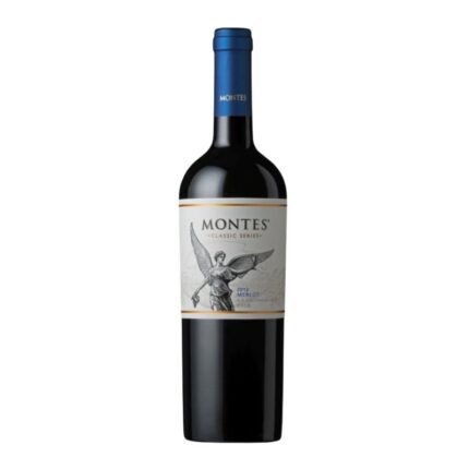 Botella de Vino Montes Merlot Classic Series 2012, vino tinto chileno del Valle de Colchagua.