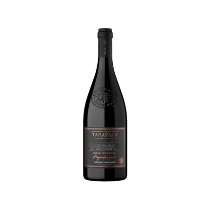 Botella de Vino Tarapacá Gran Reserva Cabernet Sauvignon Etiqueta Negra 750cc, vino tinto premium del Valle del Maipo.