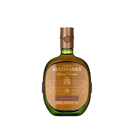 Botella de Whisky Buchanan´s 18 años Special Reserve, un blended Scotch whisky premium de color ámbar y etiqueta dorada.