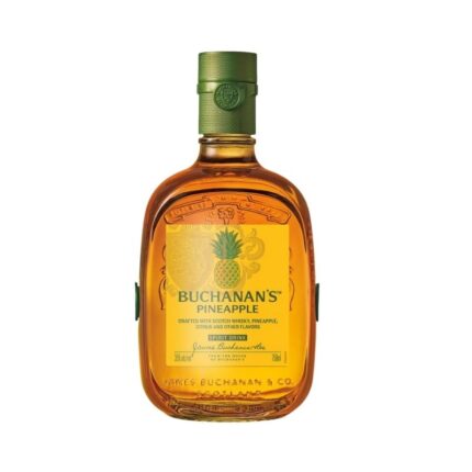 Botella de Buchanan´s Pineaple de 750cc, un whisky saborizado de Escocia con notas tropicales de piña y cítricos.