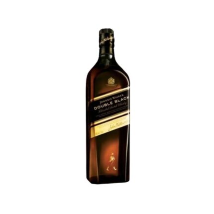 Botella de Whisky Johnnie Walker Double Black 750cc, con etiqueta negra y dorada, destacando su intenso carácter ahumado.