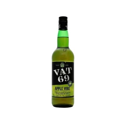 Botella de Whisky Vat 69 Apple Vibe 700cc, licor de whisky escocés con vibrante sabor a manzana verde.