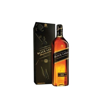 Botella y caja de Pack Whisky Johnnie Walker Black Label 750cc, blended Scotch whisky de 12 años.