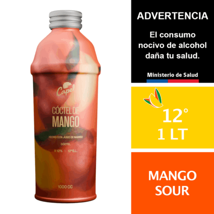 Botella de Capel Mango Sour de 1 litro, cóctel tropical listo para beber, con pisco y jugo de mango, 12% Alc/Vol.