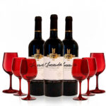 Pack 3 vinos Chamán Gran Reserva + Set de 6 copas rojas BESCO HIPER