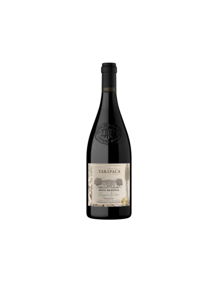 Botella de Vino Tarapacá Red Blend Gran Reserva Organic Wine, tinto del Valle del Maipo con etiqueta clásica y sello de calidad.